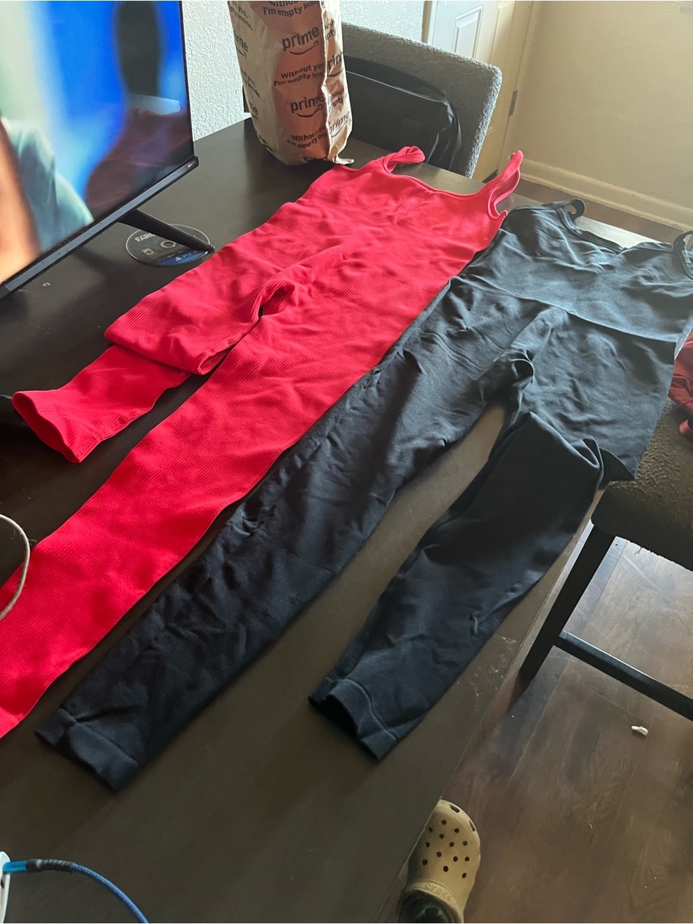 lululemon athletica Kids Red & Black Sleeveless Rompers Set